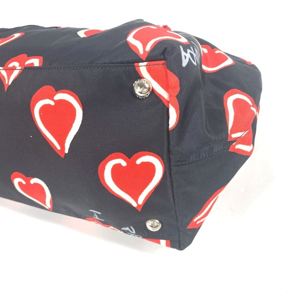 Prada Logo Heart Handbag Nylon Black - Picture 6 of 15